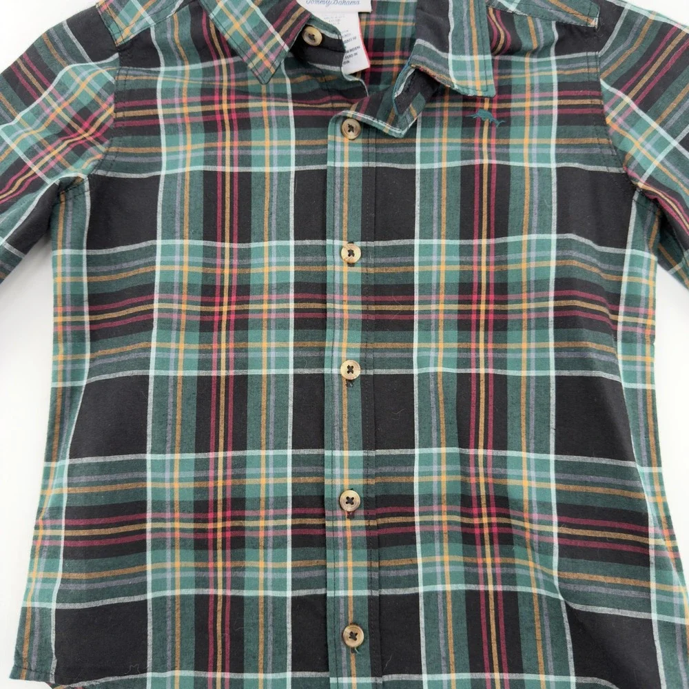 Tommy Bahama‎ Kids Plaid Long Sleeve Button Up Shirt Size S 5/6